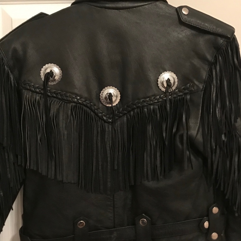 Leather fringe jacket